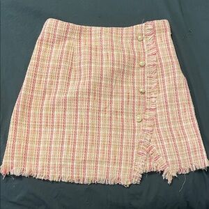 Francesca's Collections Pink and Cream Tweed Skirt